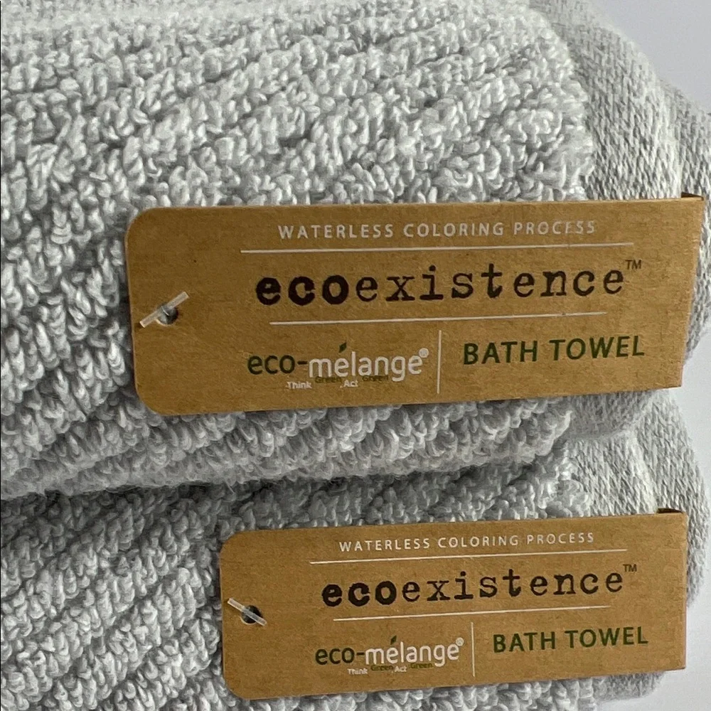 Ecoexistence Bath Towel Set Light Gray Textured Soft Cotton Set of 2 NEW